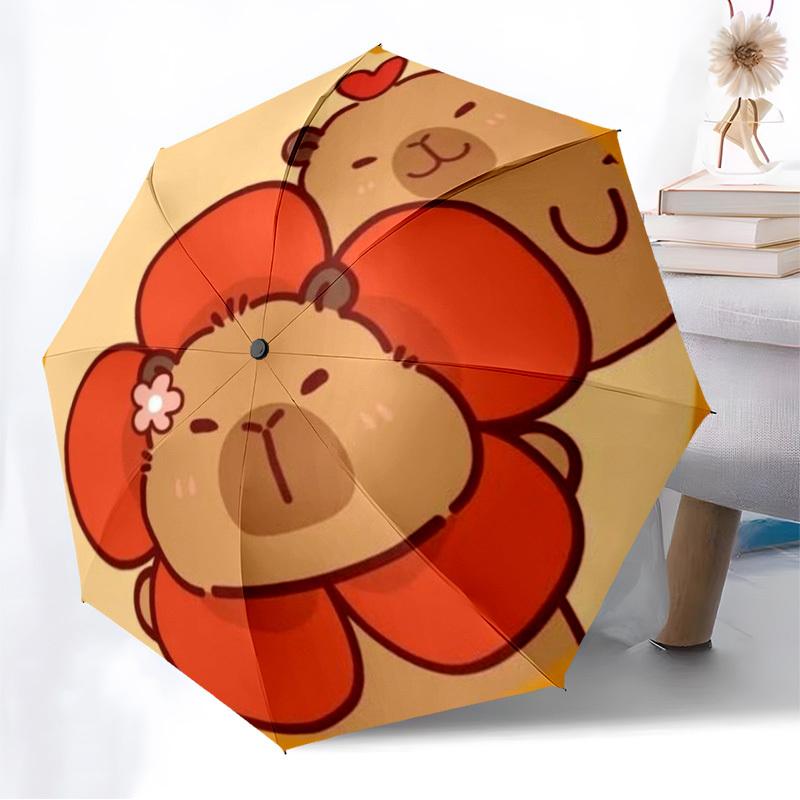 1pc Flower Capybara Automatic Open/Close Umbrella, Folding Compact Umbrella with Lightweight Design for Women/Men yy251011052