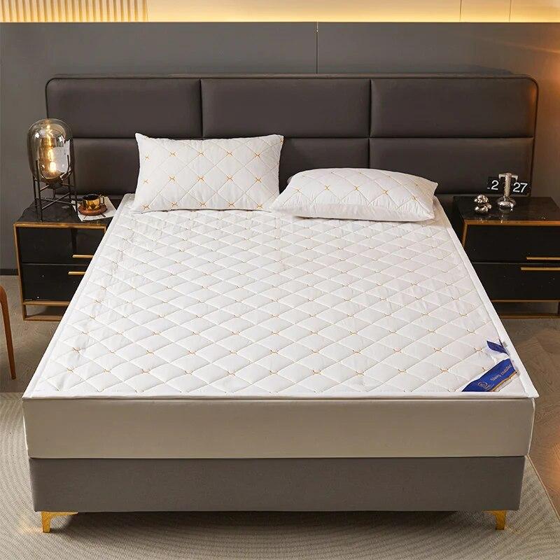 Однотонный стеганый наматрасник с вышивкой, утолщенный простынь, покрывало для спальни, отеля, мягкая подушка для кровати