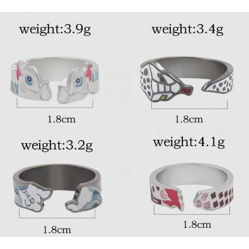 Anime Demon Slayer Ring Kimetsu No Yaiba Kamado Tanjirou Inspired Adjustable Ring For Fans Cosplay Props Jewelry Gift