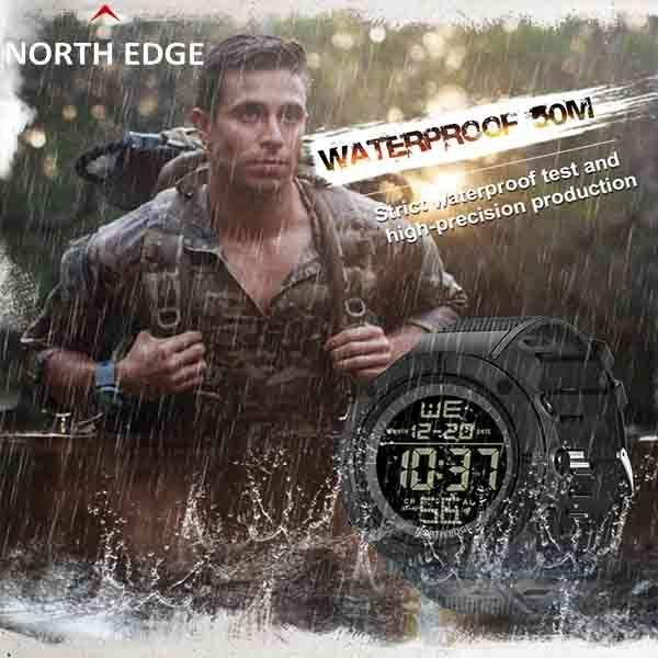 NORTH EDGE Мужские цифровые военные спортивные часы мужские 50 м водонепроницаемые