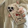 Прозрачный чехол для iPhone с бантом и кошкой KT для моделей 13-17 Pro Max