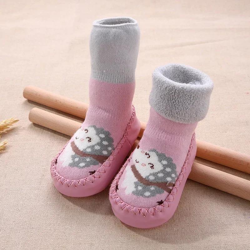 Baby Shoes Socks Children Infant Cartoon Socks Baby Gift Kids Indoor Floor Socks Rubber Sole Non-Slip Thick Warm Socks