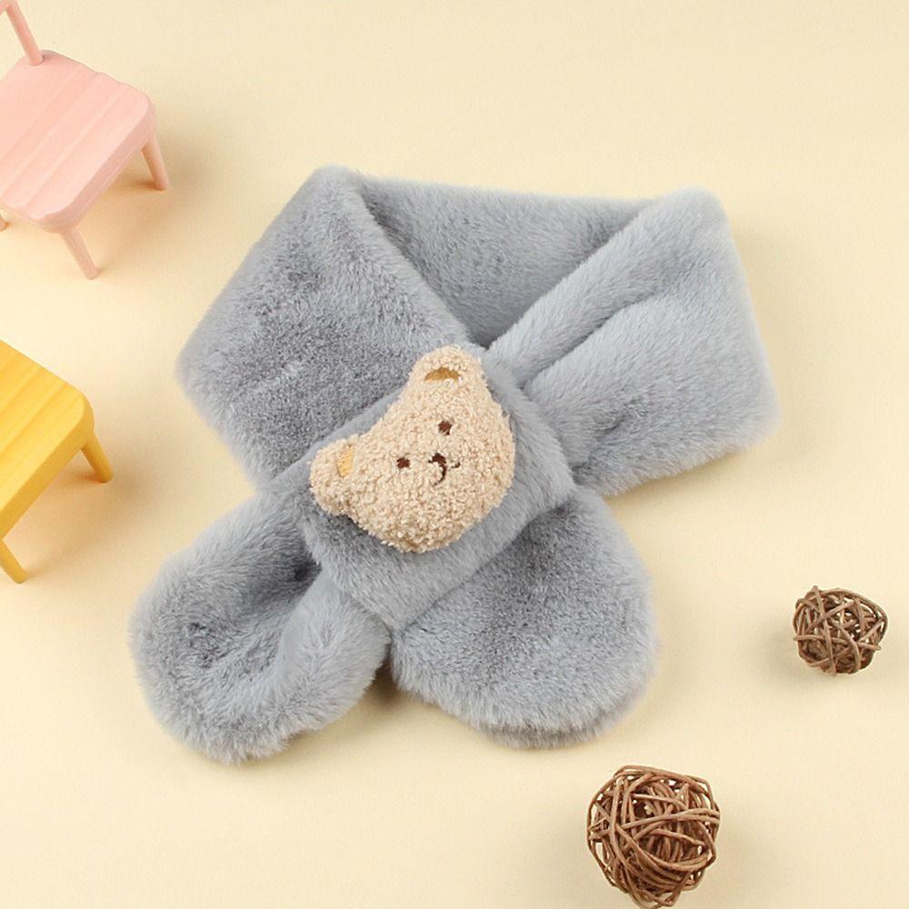 Plush Neck Warmer Warm Plush Scarf Fashion Children Cross Neckerchief  Outdoor