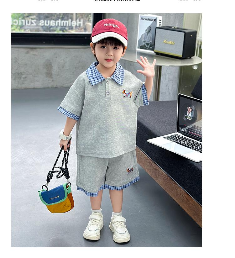 Boys' polo shirt set summer children's Korean version short sleeved two-piece set new trendy baby summer clothes