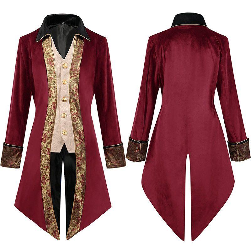 European and American Men's Steampunk Medieval Jacket Gothic Outerwear Uniform Gothic Coat Uniform