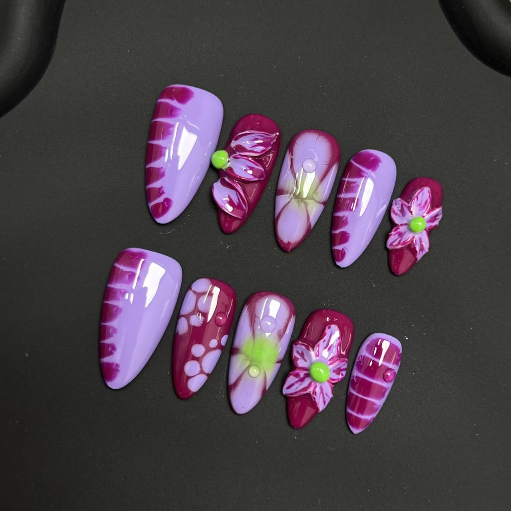 10PCS Glossy Mauve Press on Nails Natural Unbreakable Nail Simple Wear for Shopping Traveling Dating