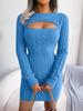 Women Dress Knitted Sweater Dress Long Sleeve Round Neck Sexy Hollow Slim Bodycon Dress