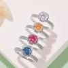 Модное кольцо с муассанитом VVS1 6,5 мм, цветное кольцо с бриллиантами 18 карат для женщин, подарок на свадьбу, помолвку, ювелирные изделия из стерлингового серебра 925 пробы