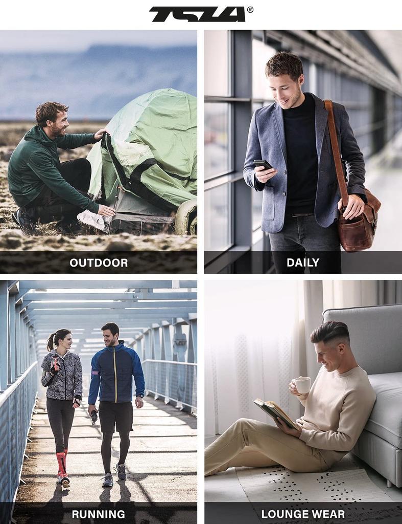 Tesla Heattech Top and Bottoms and Winter Insulated Underwear for Snowboarding and Warm Windproof Front Men's [Insulated, Moisture-Wicking, Stretchy]