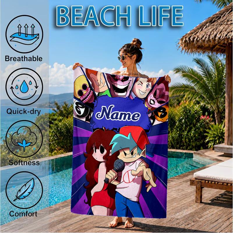 Custom Name Friday night Beach Towel Microfiber Beach Towel, Lightweight and Quick-Dry, for Summer Travel, Swimming Pool Gift