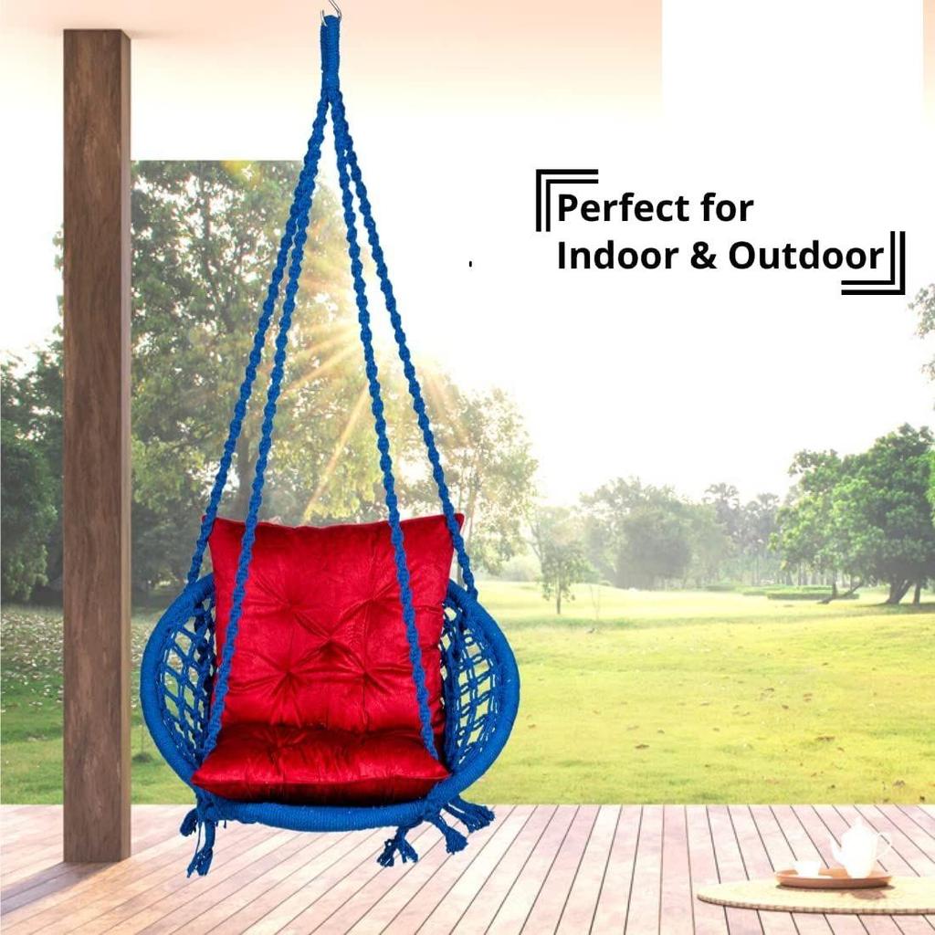 Хлопковое круглое кресло-качалка для взрослых для дома/Качели Jhula для балкона, в помещении/Подвесные качели-гамак/Деревянное кресло-качалка Unjal/Вместимость до 120 кг