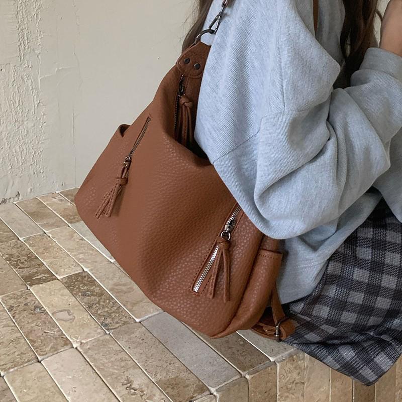 Yogodlns Большая вместительная сумка для женщин, новая мягкая сумка-ведро из искусственной кожи, универсальная сумка-тоут для повседневных поездок на работу, кошелек через плечо