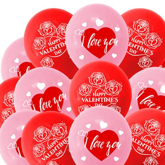 18 шт. 12-дюймовый латексный антидеформированный воздушный шар в форме розы, привлекательный декоративный узор в виде сердца, вечеринка ко Дню святого Валентина