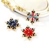 Christmas Snowflake Brooch Colorful Rhinestone New Year Coat Collar Sweater Hat Decoration Brooch Stainless Wear-resistant Anti-slip Clothes Pin