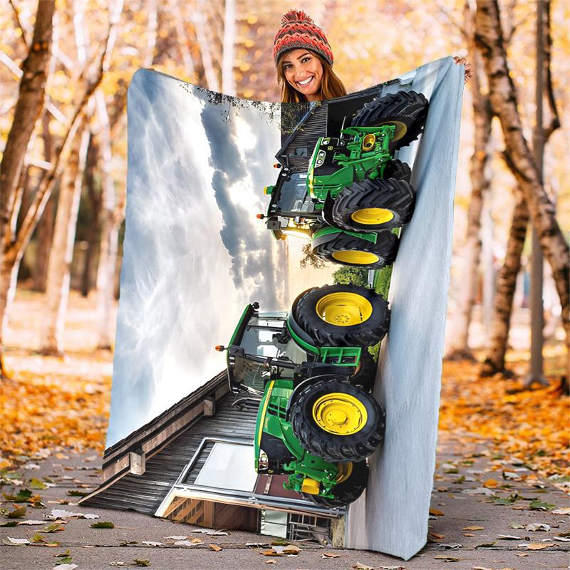 Tractor Flannel Blanket Soft Warm All-Season Throw, Design for Camping, Car Travel, Hiking Sofa, Bed, Office Perfect Gift for Parties
