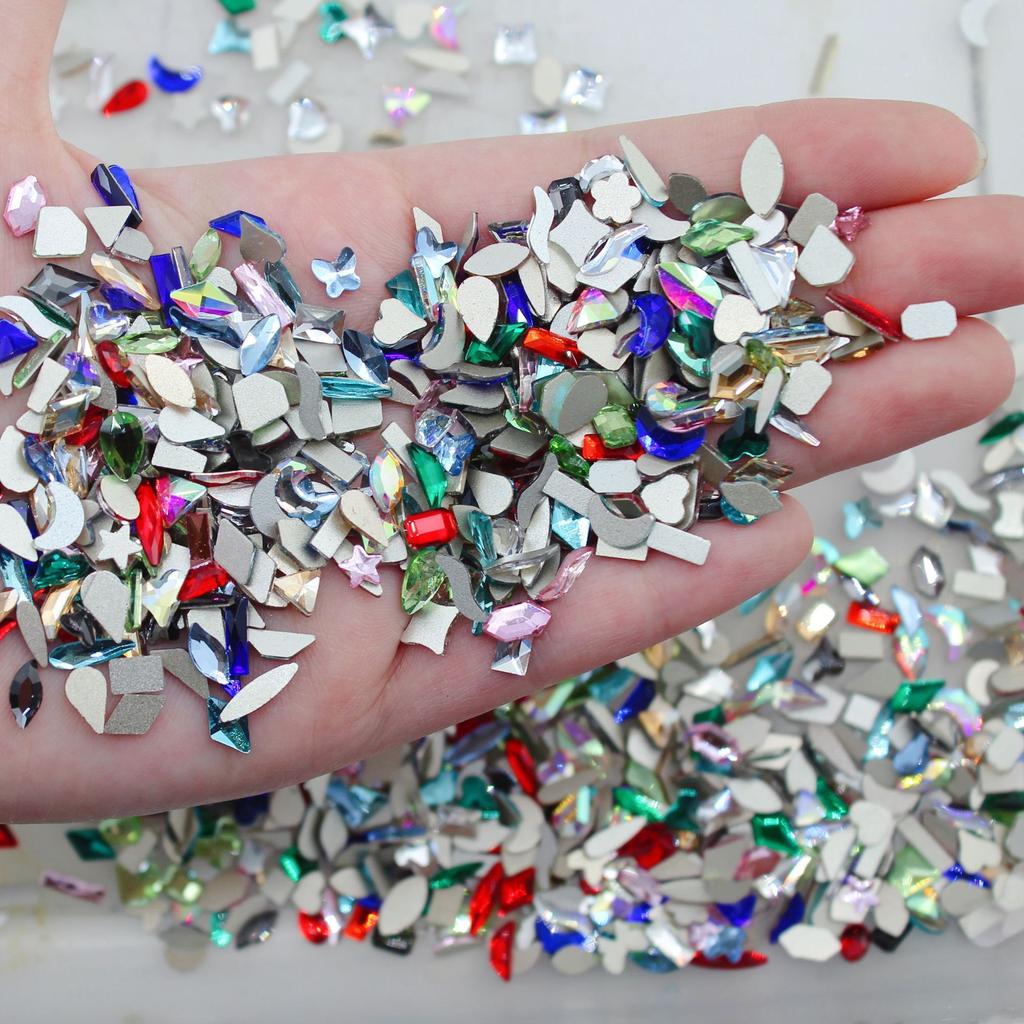 Yiwu Nail Art Diamond Mixed Mini Small Nail Art Flat Bottom Special-Shaped Diamond Mixed K9 Champagne Nail Art Jewelry