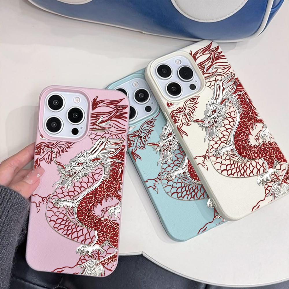 Чехол для телефона с китайским узором Лун для IPhone 16 17 E 11 12 Pro 13 14 15 Pro Max Case Plus 17 Air Мягкий силиконовый противоударный чехол