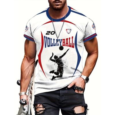 Волейбольные майки Футболки для мужчин и женщин Футболки с 3D-принтом Bounce The Ball Свободные топы с круглым вырезом Спортивная форма Футболки с короткими рукавами