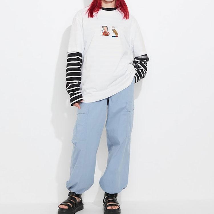 Uniqlo X Dragon Ball Коллаборация SS23 Графический принт персонажа Футболка с коротким рукавом Унисекс Топы Белый 461874-00