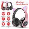 Bluetooth 5.0 Wireless Cat Rabbit Ear Headset LED w/Mic Headphone For Kids Girls
