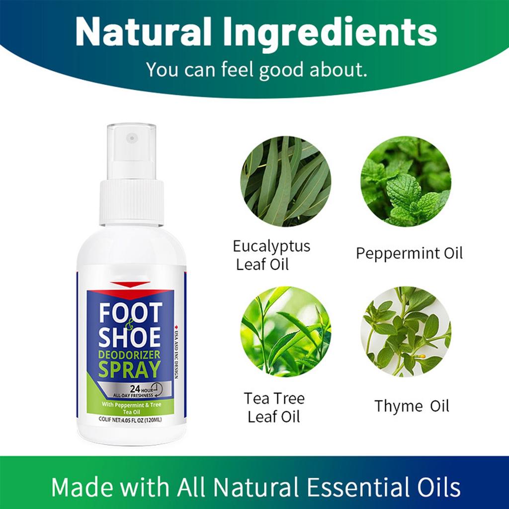 Натуральный дезодорант-спрей для обуви, спрей для ног, спрей для обуви 120 мл