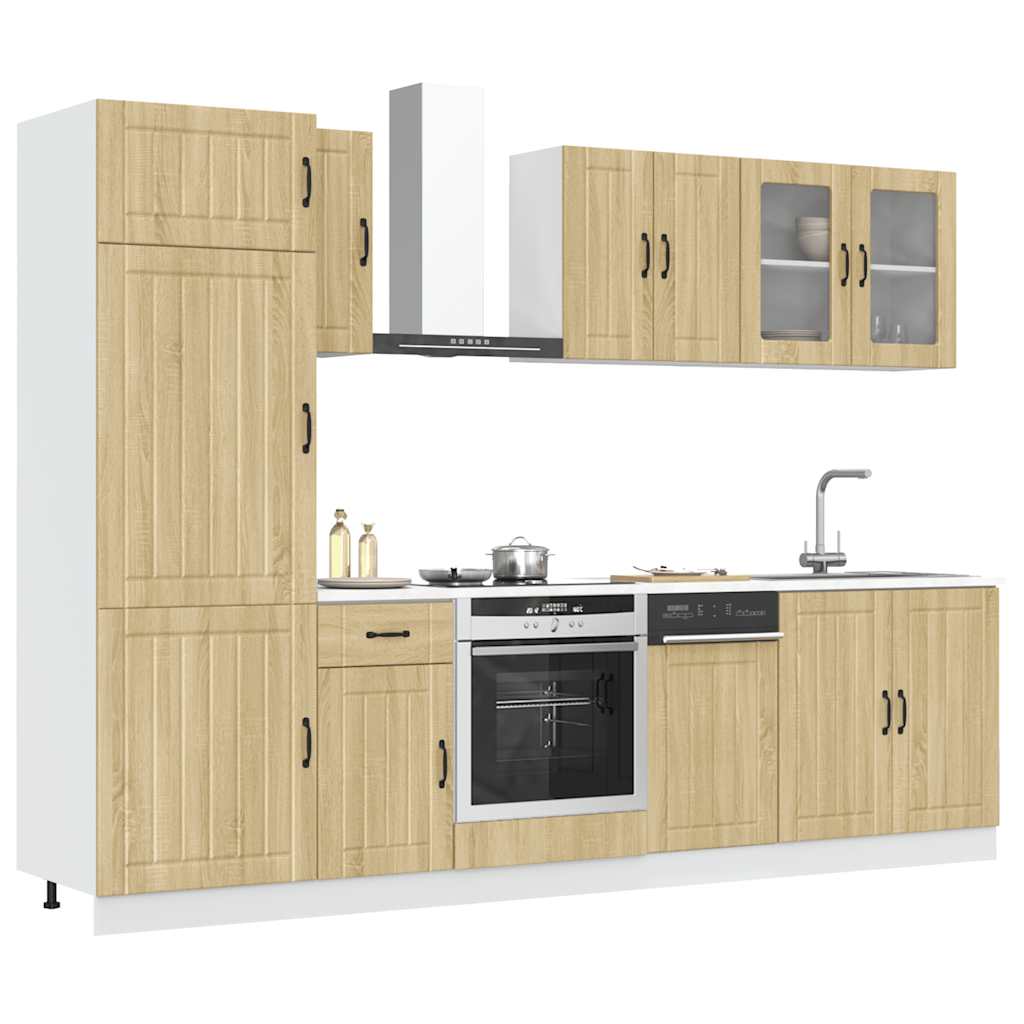 8 Piece Kitchen Cabinet Set Lucca Sonoma Oak Particleboard