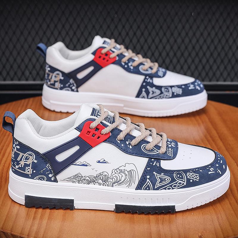 Fashion 2024Men's Sneakers Flat Student Shoes Breathable Fashion Lace-Up Sneakers Men's Comfort Sports Jogging Shoes Zapatillas Hombre