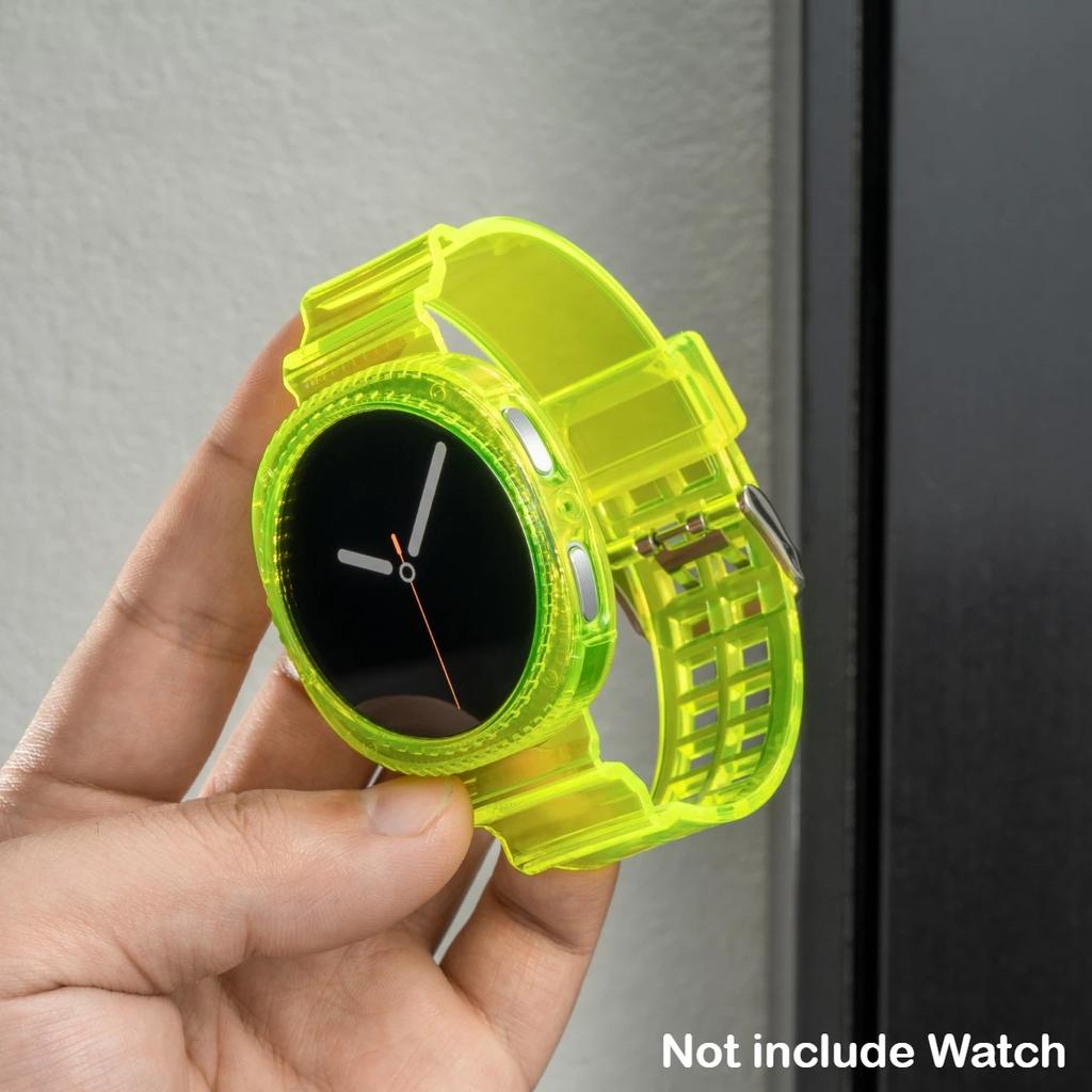 Прозрачный чехол+ремешок для Samsung Galaxy Watch 8 40 44мм ремешок Pulseira силиконовый браслет Correa для Galaxy Watch 8 Classic 46мм