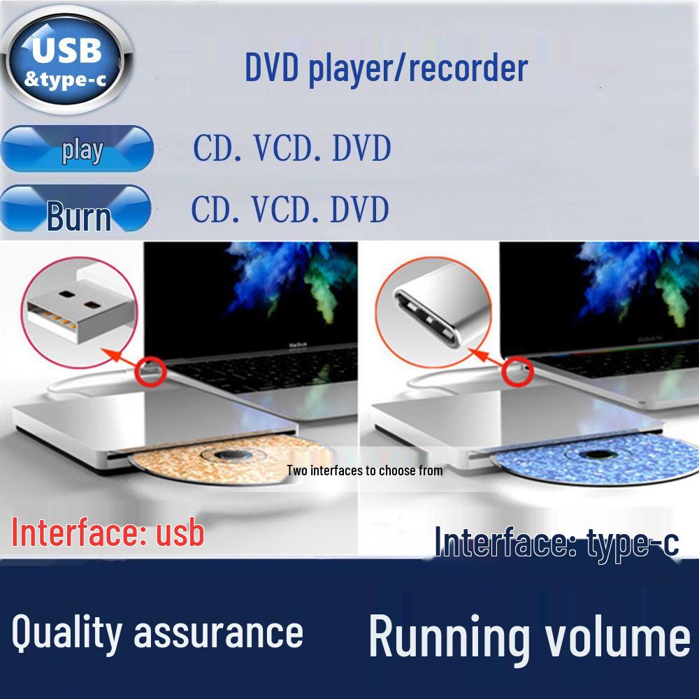 Высокоскоростной внешний DVD-привод с USB-C/USB, с загрузкой диска через слот