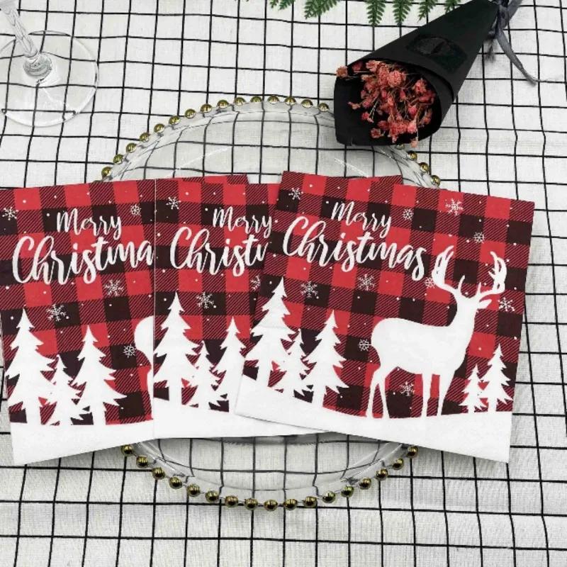 20pcs/Pac 33*33cm 2-Ply Disposable Party Napkin Christmas Pattern