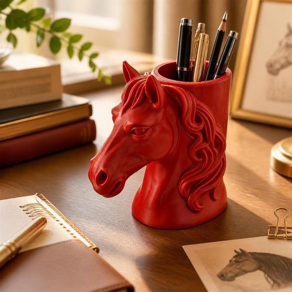 Multifunctional Storage Box 3D Printed Makeup Brush Holder Home Decor Horse-Shaped Pen Holder Home