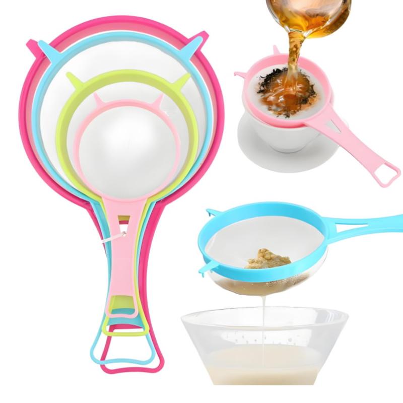 Set Of 4 Multi-Purpose Mesh Filter With Handle - Perfect For Tea, Juice, Flour, Soy Milk, Etc. - Kitchen Gadgets, Easy To Filter