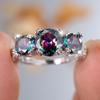 Mystic Rainbow Zircon Wedding Bands Silver Color Vintage Promise Engagement Rings for Women Party Jewelry