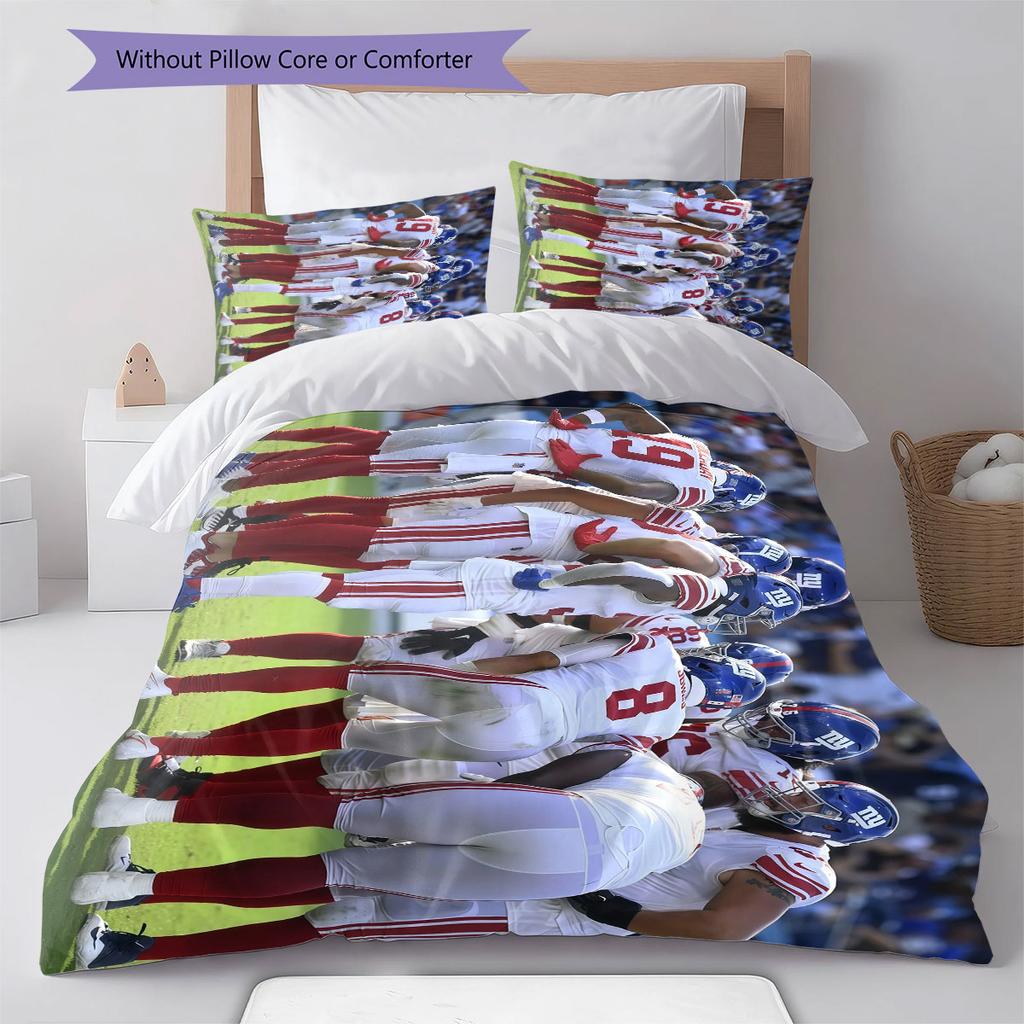 Giants Players Pattern Bedding Home Decoration Birthday Gift ( 1 duvet cover + 2 pillowcase, without core),fan merchandise.