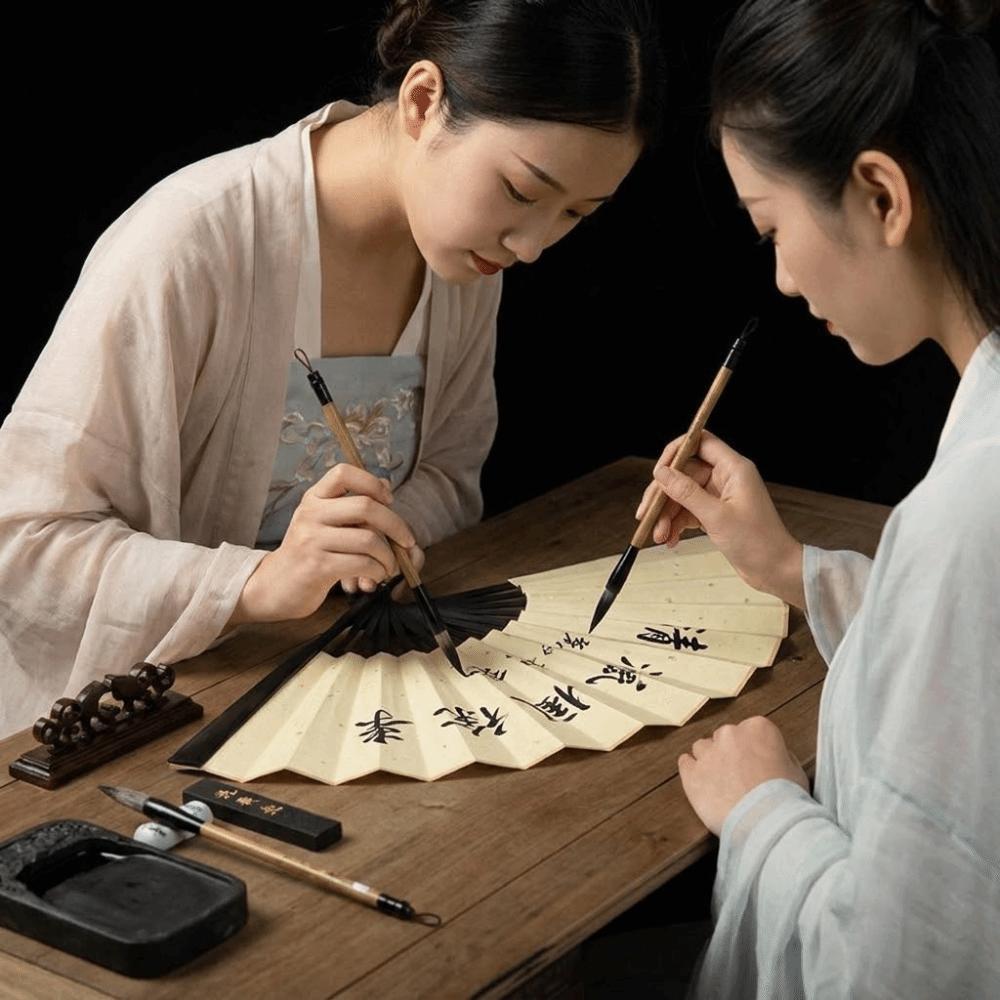 Handwritten Calligraphy Bamboo Folding Fan Antique Style Hand Fan Dance Fan Calligraphy Painting