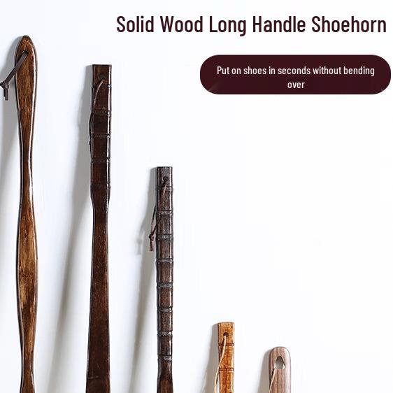 Long-Handle Solid Wood Shoehorn for Easy Shoe-Wear - Ideal for Pregnant Women and Seniors