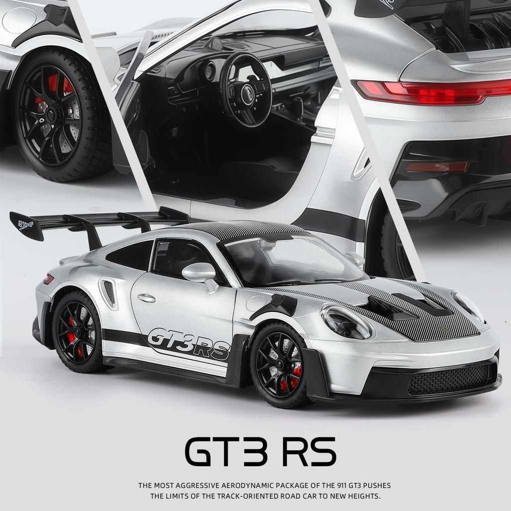1:24 911 GT3 RS Спортивный автомобиль Высококачественная модель автомобиля из сплава Звук и свет Машинка на пружине Коллекционные предметы Подарок на день рождения