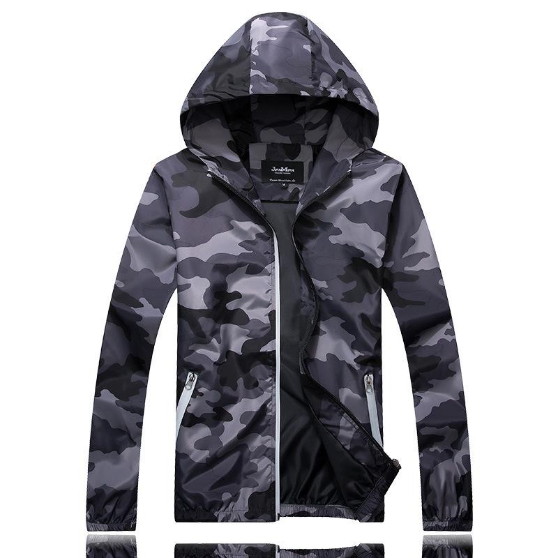 Camouflage Jacket Men's Coat Large Size Trend Reflective Camouflage Trench Coat Spring and Autumn