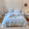 Spring Floral Butterfly Lace Duvet Cover Set - 4 Piece