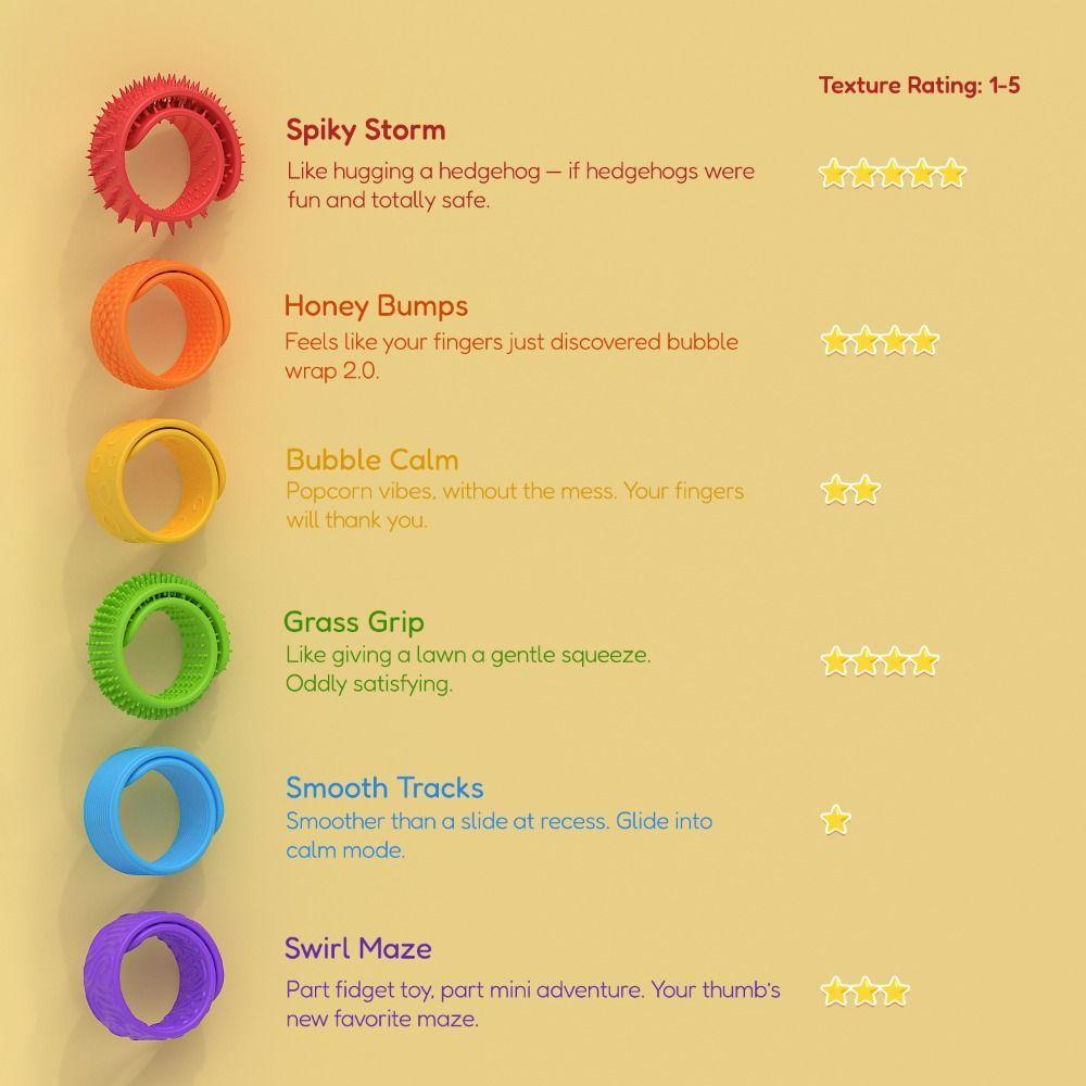 6Pcs Textured Silicone Sensory Bracelet 6Pcs Fidget Toys Christmas Gift Calming Toy  Boy Girl