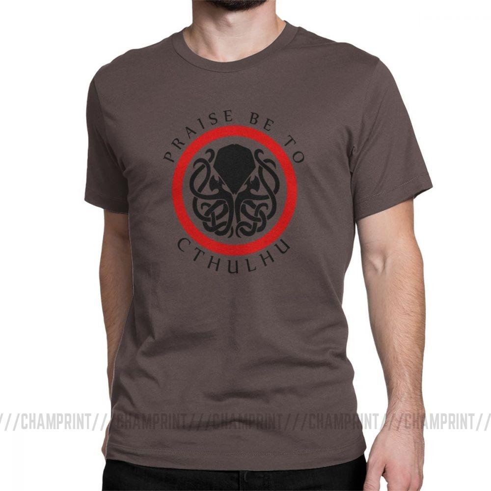 Praise Be To Cthulhu Cool T Shirts For Men Crewneck Cotton T Shirt Short Sleeve Tee