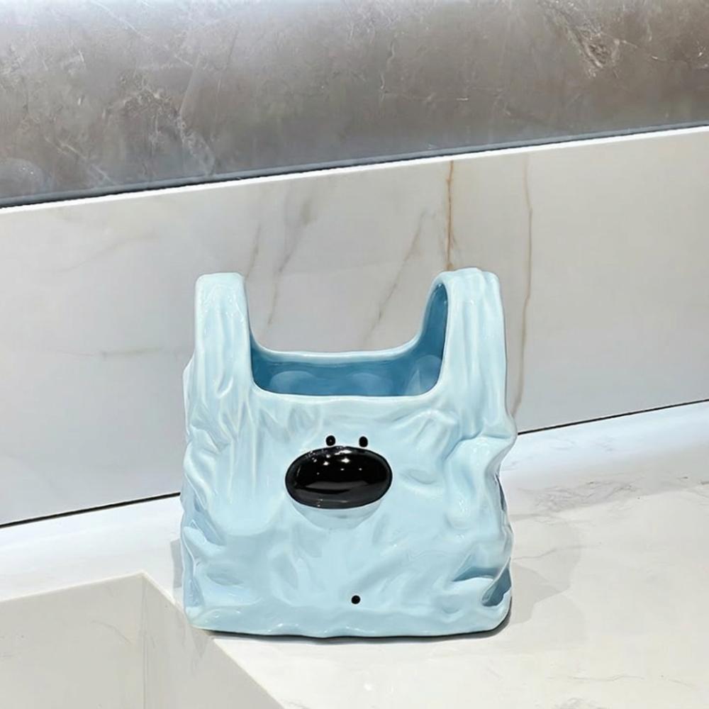 Handbag Style Ceramic Storage Box Puppy Shaped Desktop Pen Holder Desktop Organizer