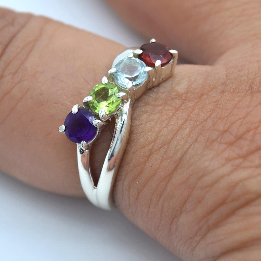 925 Silver Ring, Multi Stone Ring, Handmade Ring, Designer Ring, Statement Ring, Bohemian Ring, Stacking Ring, Mom Gift