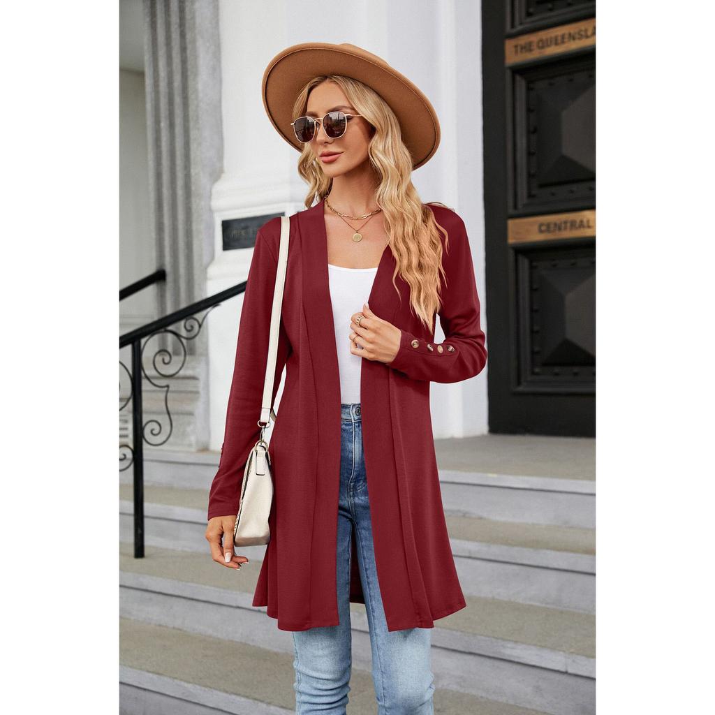 Женское однотонное пальто, вязаное на пуговицах, свободное пальто с длинными рукавами, кардиган, вязаное осенне-зимнее женское длинное пальто