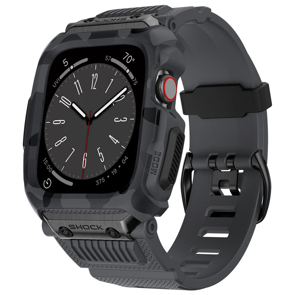 Камуфляжный спортивный чехол + ремешок для Apple Watch 9, 8, 7 SE, 6 ремешков, водонепроницаемый, устойчивый к падениям, серия iwatch 45 мм, 44 мм, 42 мм, комплект модов