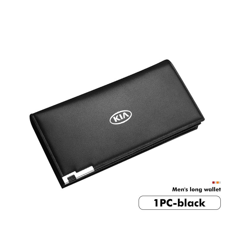 AANV1 Leather Car Emblem Credit Card Purse Portable Large Wallet For KIA Rio K5 K2 Sportage Ceed Sorento Picanto Stinger Soul