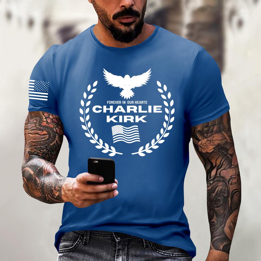 Fashionable Round Neck Short Sleeve Work Clothes Printed Tops For Mens Summer Tops