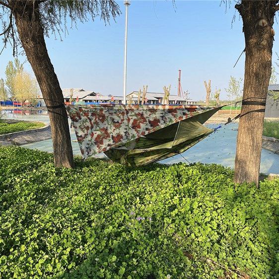 Портативный кемпинговый гамак с серебряным покрытием, защитой от УФ-излучения и навесом для 1-2 человек