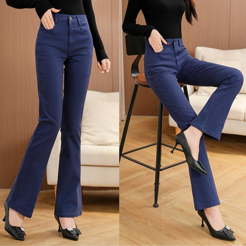 Женские эластичные джинсы Bootcut, новые женские светлые расклешенные джинсы со средней посадкой