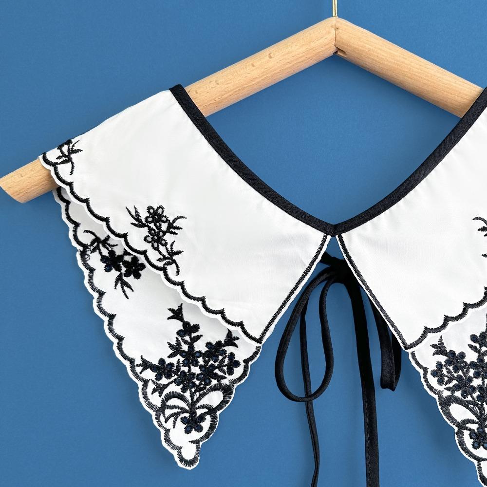 Органза Вышивка Шаль Воротник Кружевная Шаль Съемный Воротник Рубашки Накидка Ложные Накладные Воротники